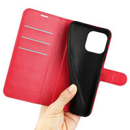iPhone 15 Pro Hoesje - MobyDefend Kunstleren Wallet Book Case (Sluiting Voorkant) - Rood