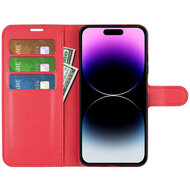 iPhone 15 Pro Hoesje - MobyDefend Kunstleren Wallet Book Case (Sluiting Voorkant) - Rood