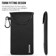 Hoesje voor iPhone SE (2020/2022) - MobyDefend Neopreen Pouch Met Karabijnhaak - Insteekhoesje - Riemlus Hoesje - Zwart