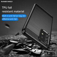 Samsung Galaxy A53 Hoesje - MobyDefend TPU Backcover - Geborstelde Metaal &amp; Carbon-Look - Zwart