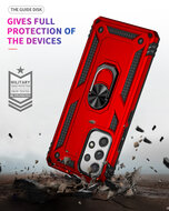 Samsung Galaxy A53 Hoesje - MobyDefend Pantsercase Met Draaibare Ring - Rood