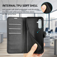 Samsung Galaxy A54 Hoesje - MobyDefend Kunstleren Wallet Book Case (Sluiting Voorkant) - Zwart