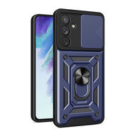 Samsung Galaxy A54 Hoesje - MobyDefend Pantsercase Met Draaibare Ring - Blauw