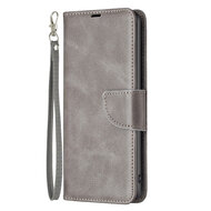 Samsung Galaxy A54 Hoesje - MobyDefend Wallet Book Case Met Koord - Grijs