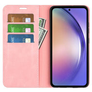 Samsung Galaxy A55 Hoesje - Luxe Wallet Bookcase (Magnetische Sluiting) - Roze