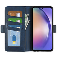 Samsung Galaxy A55 Hoesje - MobyDefend Luxe Wallet Book Case (Sluiting Zijkant) - Blauw