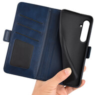 Samsung Galaxy A55 Hoesje - MobyDefend Luxe Wallet Book Case (Sluiting Zijkant) - Blauw