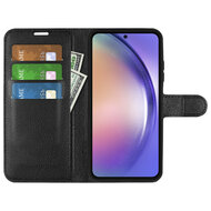 Samsung Galaxy A55 Hoesje - MobyDefend Kunstleren Wallet Book Case (Sluiting Voorkant) - Zwart