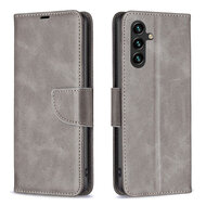Samsung Galaxy A55 Hoesje - MobyDefend Wallet Book Case Met Koord - Grijs