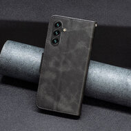 Samsung Galaxy A55 Hoesje - MobyDefend Wallet Book Case Met Koord - Zwart