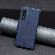 Samsung Galaxy A55 Hoesje - MobyDefend Wallet Book Case Met Koord - Blauw