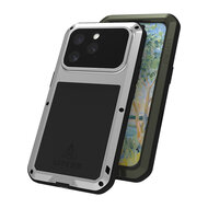 iPhone 16 Pro Hoes - Love Mei Metalen Case - Extreme Protection - Zilvergrijs