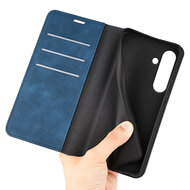 Samsung Galaxy S24 FE Hoesje - MobyDefend Luxe Wallet Bookcase (Magnetische Sluiting) - Blauw