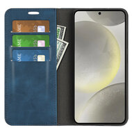 Samsung Galaxy S24 FE Hoesje - MobyDefend Luxe Wallet Bookcase (Magnetische Sluiting) - Blauw