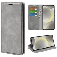 Samsung Galaxy S24 FE Hoesje - MobyDefend Luxe Wallet Bookcase (Magnetische Sluiting) - Grijs