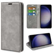 Samsung Galaxy S24 Hoesje - Luxe Wallet Bookcase (Magnetische Sluiting) - Grijs