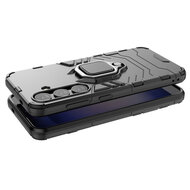 Samsung Galaxy S24 Hoesje - MobyDefend Dubbelgelaagde Pantsercase Met Standaard - Zwart