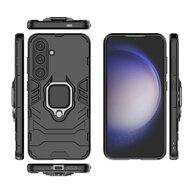 Samsung Galaxy S24 Hoesje - MobyDefend Dubbelgelaagde Pantsercase Met Standaard - Zwart
