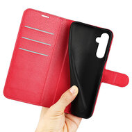 Samsung Galaxy S24 Hoesje - MobyDefend Kunstleren Wallet Book Case (Sluiting Voorkant) - Rood