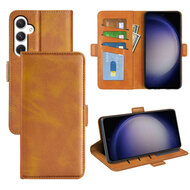 Samsung Galaxy S24 Hoesje - MobyDefend Luxe Wallet Book Case (Sluiting Zijkant) - Lichtbruin