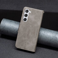 Samsung Galaxy S24 Hoesje - MobyDefend Wallet Book Case Met Koord - Grijs