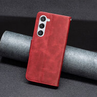 Samsung Galaxy S24 Hoesje - MobyDefend Wallet Book Case Met Koord - Rood