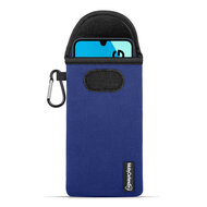 Hoesje voor Samsung Galaxy A16 - MobyDefend Neopreen Pouch Met Karabijnhaak - Insteekhoesje - Riemlus Hoesje - Blauw
