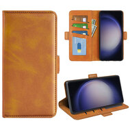 Samsung Galaxy S24 Ultra Hoesje - MobyDefend Luxe Wallet Book Case (Sluiting Zijkant) - Lichtbruin