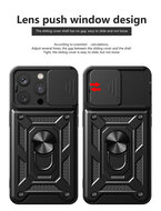iPhone 15 Pro Max Hoesje - MobyDefend Pantsercase Met Draaibare Ring - Blauw