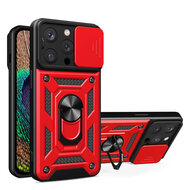 iPhone 15 Pro Max Hoesje - MobyDefend Pantsercase Met Draaibare Ring - Rood