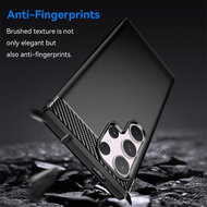 Samsung Galaxy S24 Ultra Hoesje - MobyDefend TPU Backcover - Geborstelde Metaal &amp; Carbon-Look - Zwart