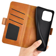iPhone 15 Pro Max Hoesje - MobyDefend Luxe Wallet Book Case (Sluiting Zijkant) - Lichtbruin