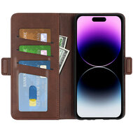 iPhone 15 Pro Max Hoesje - MobyDefend Luxe Wallet Book Case (Sluiting Zijkant) - Bruin