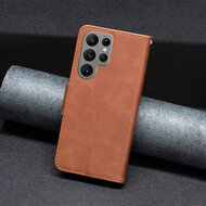 Samsung Galaxy S24 Ultra Hoesje - MobyDefend Wallet Book Case Met Koord - Bruin