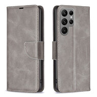 Samsung Galaxy S24 Ultra Hoesje - MobyDefend Wallet Book Case Met Koord - Grijs