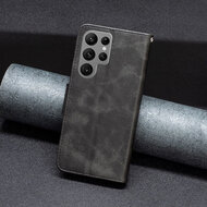 Samsung Galaxy S24 Ultra Hoesje - MobyDefend Wallet Book Case Met Koord - Zwart
