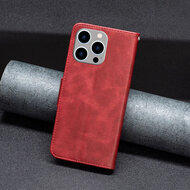iPhone 15 Pro Max Hoesje - MobyDefend Wallet Book Case Met Koord - Rood