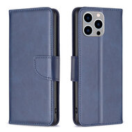 iPhone 15 Pro Max Hoesje - MobyDefend Wallet Book Case Met Koord - Blauw