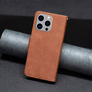 iPhone 15 Pro Max Hoesje - MobyDefend Wallet Book Case Met Koord - Bruin