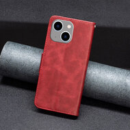 iPhone 15 Plus Hoesje - MobyDefend Wallet Book Case Met Koord - Rood