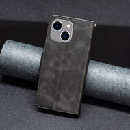 iPhone 15 Plus Hoesje - MobyDefend Wallet Book Case Met Koord - Zwart
