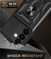 Samsung Galaxy S24 Plus (S24+) Hoesje - MobyDefend Pantsercase Met Draaibare Ring - Zwart