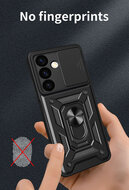 Samsung Galaxy S24 Plus (S24+) Hoesje - MobyDefend Pantsercase Met Draaibare Ring - Zwart