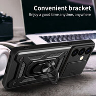 Samsung Galaxy S24 Plus (S24+) Hoesje - MobyDefend Pantsercase Met Draaibare Ring - Zwart