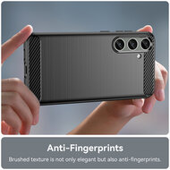 Samsung Galaxy S24 Plus (S24+) Hoesje - MobyDefend TPU Backcover - Geborstelde Metaal &amp; Carbon-Look - Zwart