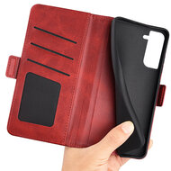 Samsung Galaxy S23 Hoesje - MobyDefend Luxe Wallet Book Case (Sluiting Zijkant) - Rood
