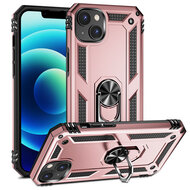 iPhone 14 Hoesje - MobyDefend Pantsercase Met Draaibare Ring - Ros&eacute;