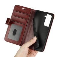 Samsung Galaxy S23 Hoesje - MobyDefend Wallet Book Case (Sluiting Achterkant) - Bruin