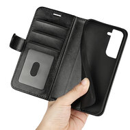 Samsung Galaxy S23 Hoesje - MobyDefend Wallet Book Case (Sluiting Achterkant) - Zwart