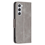 Samsung Galaxy S23 Hoesje - MobyDefend Wallet Book Case Met Koord - Grijs